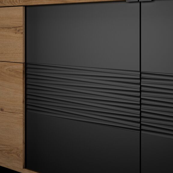 Otello Μπουφές με 3 Πόρτες και 1 Συρτάρι 180x47x87εκ.  Helvezia oak / Μαύρο