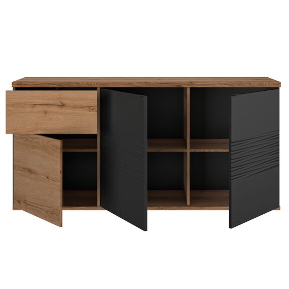 Otello Μπουφές με 3 Πόρτες και 1 Συρτάρι 180x47x87εκ.  Helvezia oak / Μαύρο