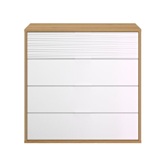 Otello Συρταριέρα με 4 Συρτάρια 106x45x103εκ. Helvezia oak / Λευκό