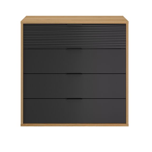 Otello Συρταριέρα με 4 Συρτάρια 106x45x103εκ. Helvezia oak / Μαύρο