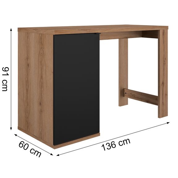 Otello Τραπέζι Ψηλό bar 136x60x91εκ. Helvezia oak / Μαύρο