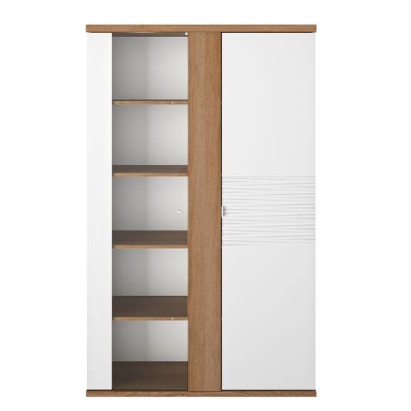 Otello Βιτρίνα με δυο Πόρτες 110x45x178εκ. Helvezia oak / Λευκό