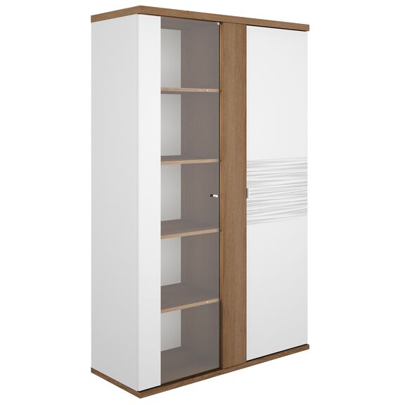 Otello Βιτρίνα με δυο Πόρτες 110x45x178εκ. Helvezia oak / Λευκό