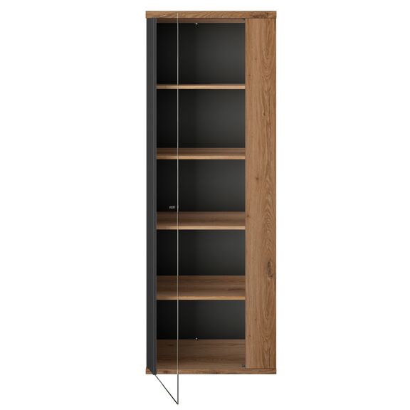 Otello Βιτρίνα με μία Πόρτα 64x45x178εκ. Helvezia oak / Μαύρο