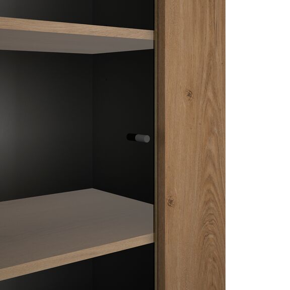 Otello Βιτρίνα με μία Πόρτα 64x45x178εκ. Helvezia oak / Μαύρο