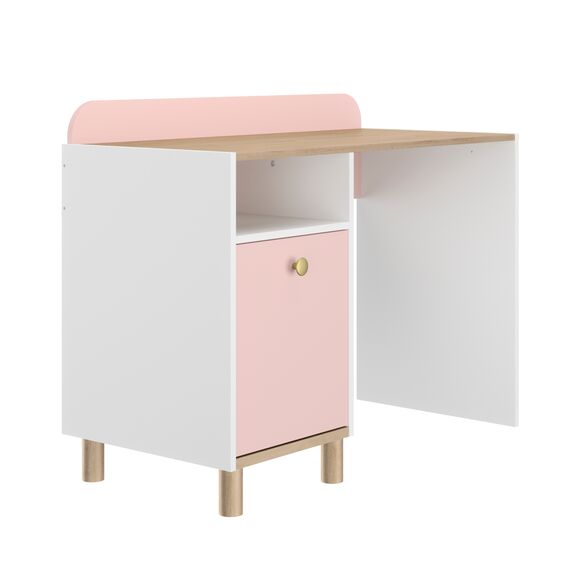 Romy Γραφείο 110x52/50x86/76εκ. Λευκό / ροζ / Blond oak