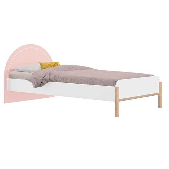 Romy Κρεβάτι Μονό 102x207x83εκ. ( για Στρώμα 90x200εκ. ) Λευκό / ροζ / Blond oak με Φωτισμό led στο Κεφαλάρι