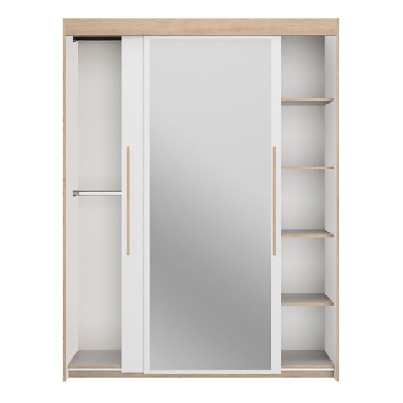 Tulle Ντουλάπα με δύο Συρόμενες Πόρτες 153x60x200εκ. Λευκό / Blond oak