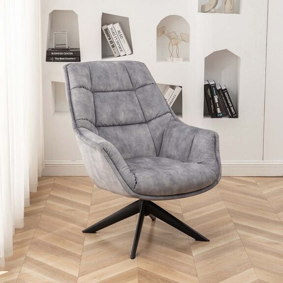 Volter Πολυθρόνα Περιστρεφόμενη 80x98x98εκ. Light Grey Velvet