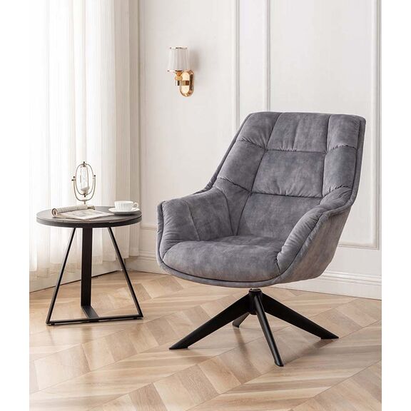 Volter Πολυθρόνα Περιστρεφόμενη 80x98x98εκ. Light Grey Velvet
