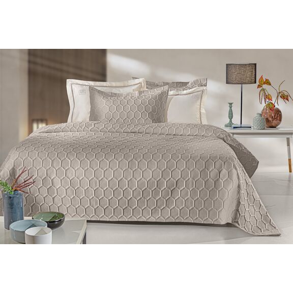 Σετ 3τμχ Κουβερλί Hive Taupe 250x240 guy Laroche  100% Microsatin