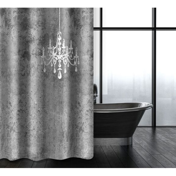 Κουρτίνα Μπάνιου Abstract des 116 Anthracite με Κρίκους 180x200 Saint Clair  100% Polyester