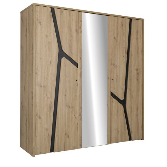Alana Ντουλάπα με 3 Πόρτες 200x60x210εκ. Artisan oak / Black Thread