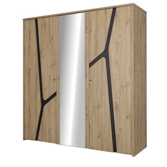 Alana Ντουλάπα με 3 Πόρτες 200x60x210εκ. Artisan oak / Black Thread
