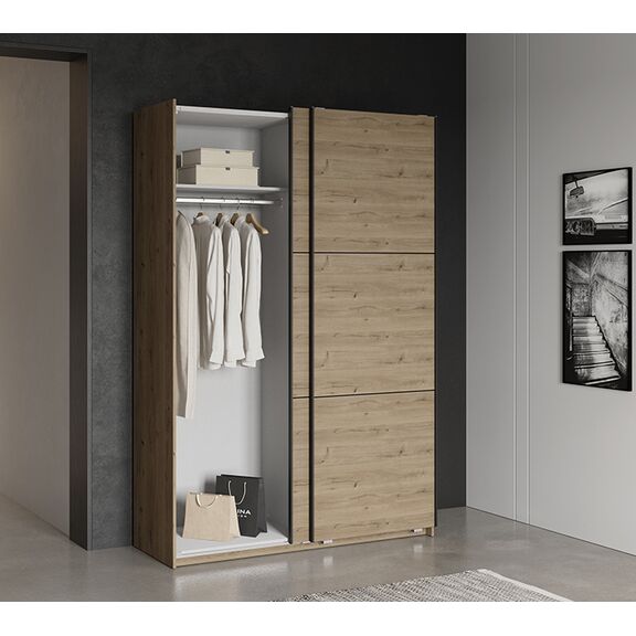 Alhabra Ντουλάπα με 2 Συρόμενες Πόρτες  148x59,9x223,7εκ. Royak oak / Black