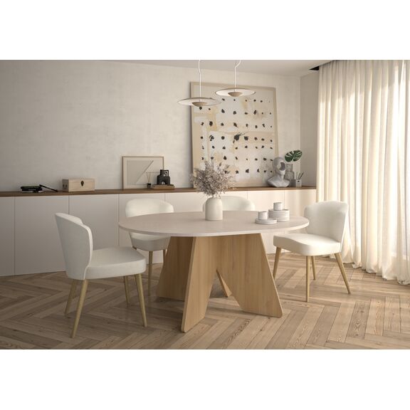 Galeo Τραπέζι Επεκτεινόμενο Στρογγυλό 120/160x120x74εκ. Bocage oak / Mineral Gravity