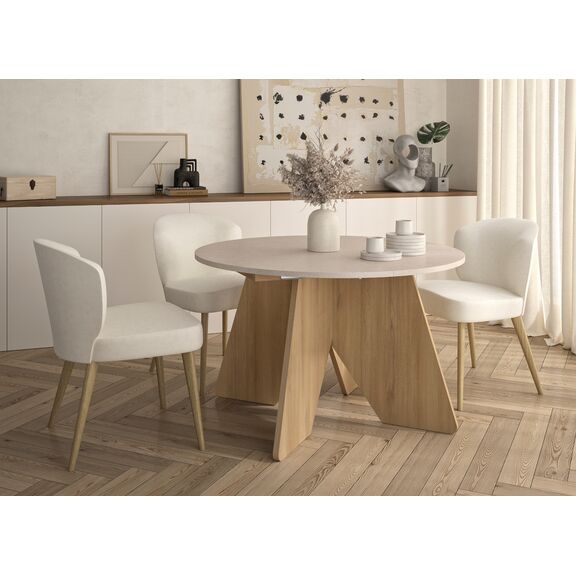 Galeo Τραπέζι Επεκτεινόμενο Στρογγυλό 120/160x120x74εκ. Bocage oak / Mineral Gravity