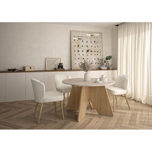 Galeo Τραπέζι Επεκτεινόμενο Στρογγυλό 120/160x120x74εκ. Bocage oak / Mineral Gravity