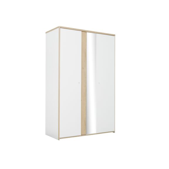 Matis Ντουλάπα με 2 Πόρτες και Καθρέφτη 130x60x202εκ. Natural Chestnut / Λευκό