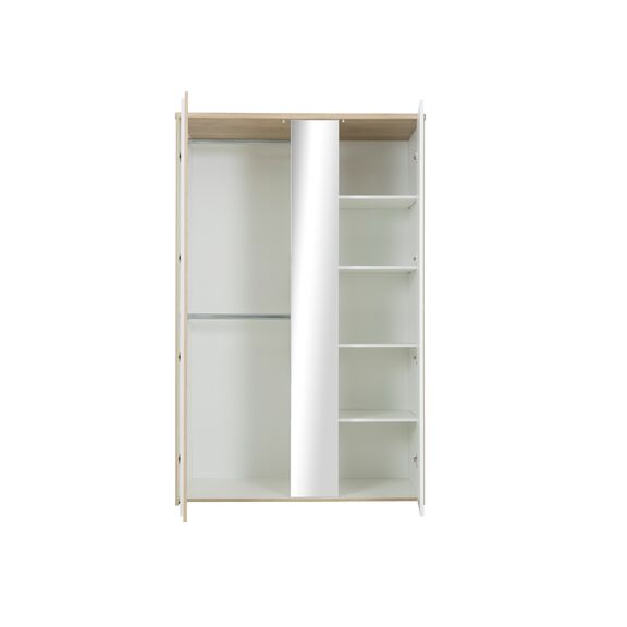 Matis Ντουλάπα με 2 Πόρτες και Καθρέφτη 130x60x202εκ. Natural Chestnut / Λευκό