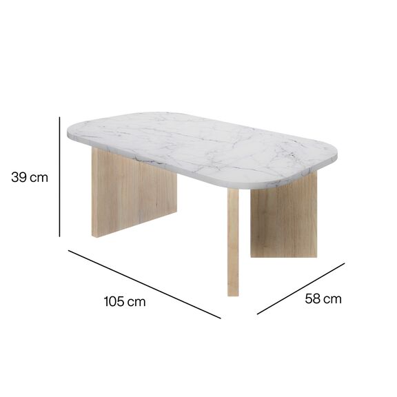 Quartz Τραπεζάκι Σαλονιού 105x58x39εκ. Natural Chestnut / Marble