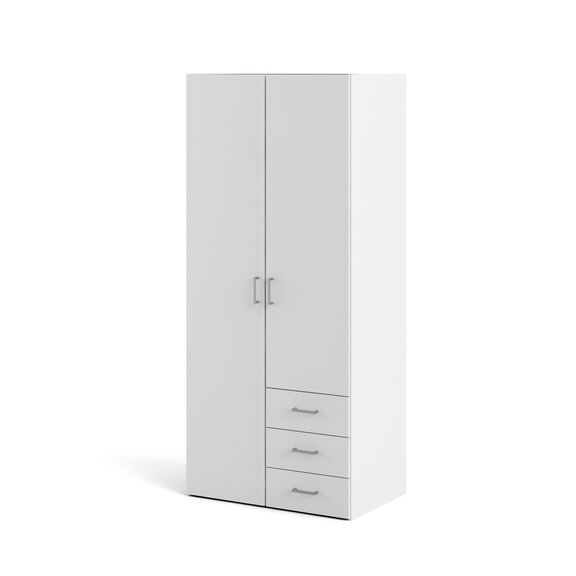 Space Ντουλάπα με 2 Πόρτες και 3 Συρτάρια 77,6x49,5x175,4εκ. Λευκό