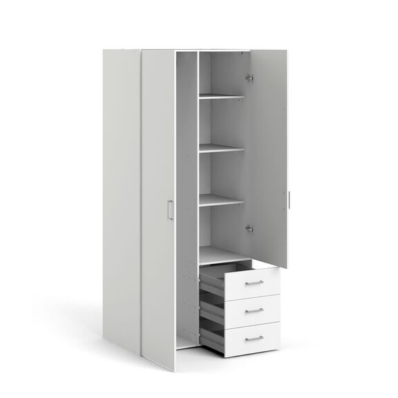 Space Ντουλάπα με 2 Πόρτες και 3 Συρτάρια 77,6x49,5x175,4εκ. Λευκό