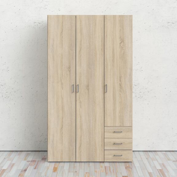 Space Ντουλάπα με 3 Πόρτες και 3 Συρτάρια 115,8x49,5x200,4εκ. Δρυς