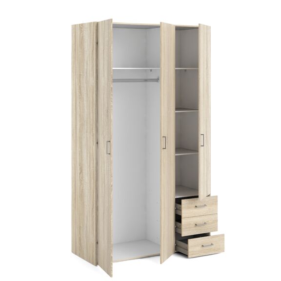 Space Ντουλάπα με 3 Πόρτες και 3 Συρτάρια 115,8x49,5x200,4εκ. Δρυς