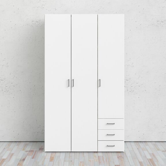 Space Ντουλάπα με 3 Πόρτες και 3 Συρτάρια 115,8x49,5x200,4εκ. Λευκό
