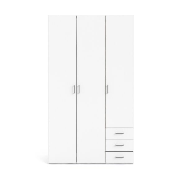 Space Ντουλάπα με 3 Πόρτες και 3 Συρτάρια 115,8x49,5x200,4εκ. Λευκό