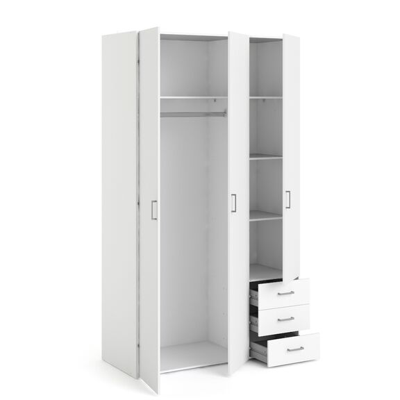 Space Ντουλάπα με 3 Πόρτες και 3 Συρτάρια 115,8x49,5x200,4εκ. Λευκό