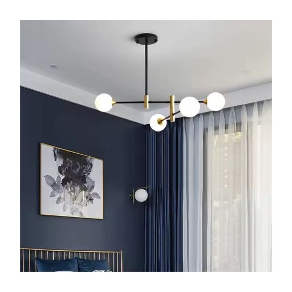 Se21-ha-4 Haruto Black and Gold Pendant Opal 83x45cm  E27*4  max 60w Ip20  2 Years Warranty