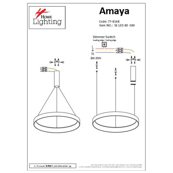 Se led 80 Amaya Pendant Gold mat δ5