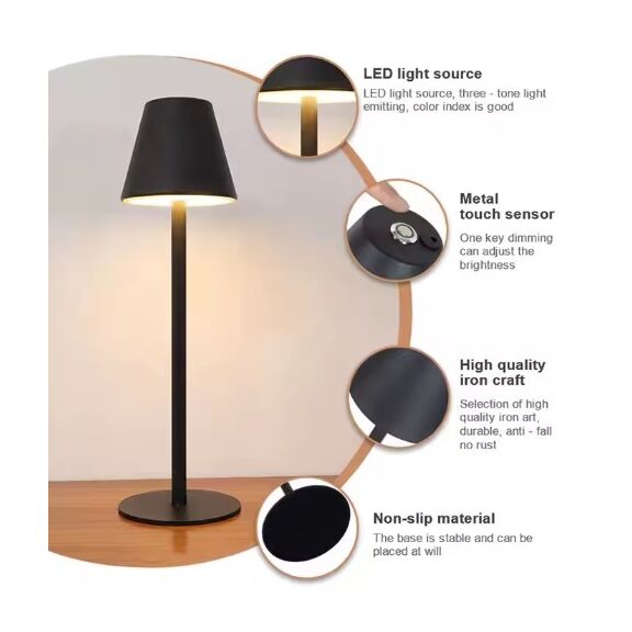 Se led 35 Aoki Black Table Battery Lamp led Rechargeable 8,5x13cm 3w 1800mah 3000k Charging tim