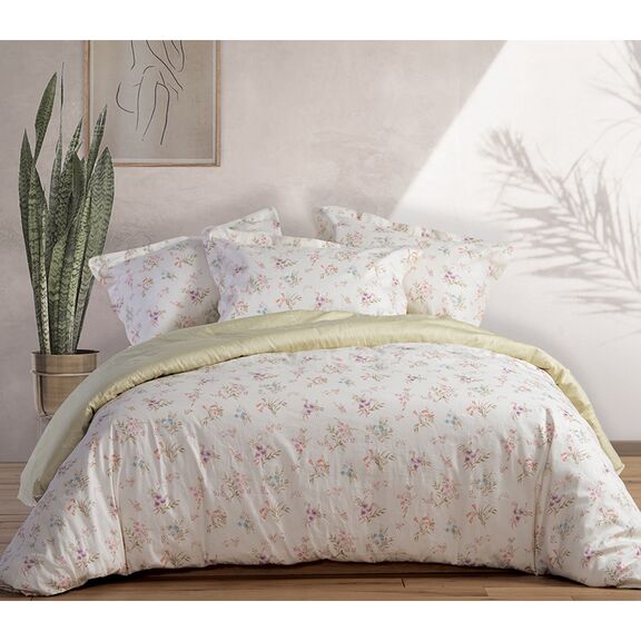Σετ Παπλωματοθήκη Υπέρδιπλη 3τμχ 240x230 nef-nef premium collection vana ecru/grey 100% Πενιέ Βαμβακ