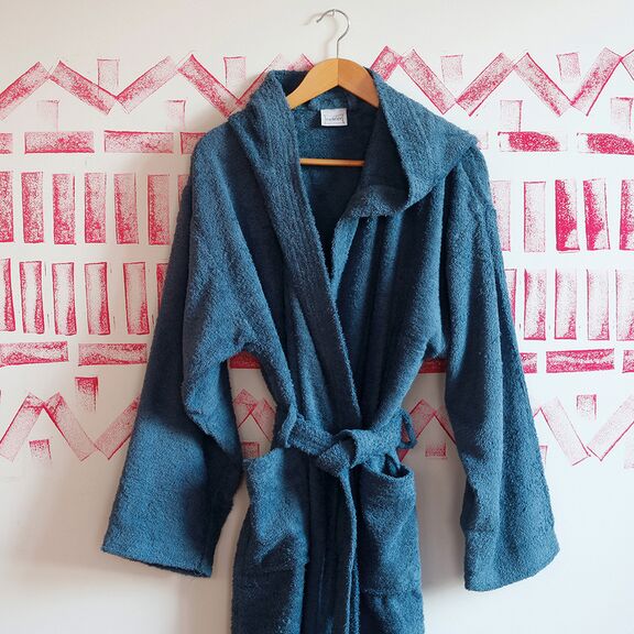 Μπουρνούζι Με Κουκούλα Νο medium melinen home liberty navy blue 100% cotton/Μπλε