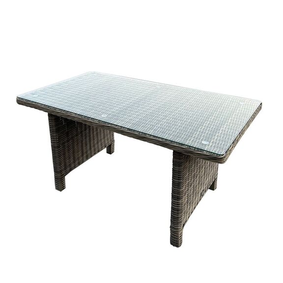 Arizona Τραπέζι Dining Βεράντας - Κήπου Alu, Wicker Grey Brown, Γυαλί Tempered 5mm