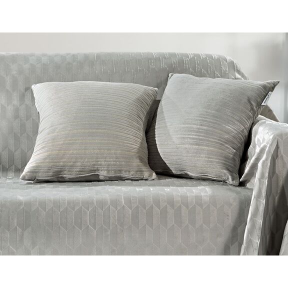 Διακοσμητικό Μαξιλαράκι ro-ca-mo Silver 42x42 guy Laroche Lilac-Silver 100% Μικροφίμπρα / Καστόρι (Suede)