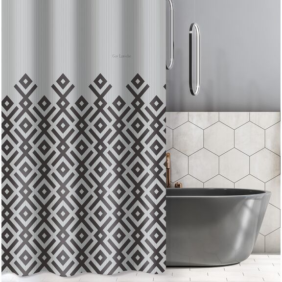 Κουρτίνα Μπάνιου Elements Charcoal 180x185 guy Laroche Grey 100% Polyester, Water Repellant