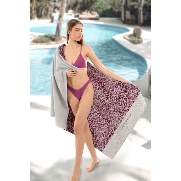 Πετσέτα Θαλάσσης Velour Printed 2301 Fuchsia 100x175 guy Laroche  50% Cotton-50%polyester