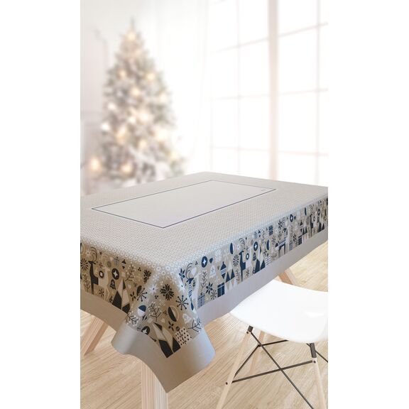 Χριστουγεννιάτικο Τραπεζομάντηλο 2049 Blue 145x145 Saint Clair  100% Polyester