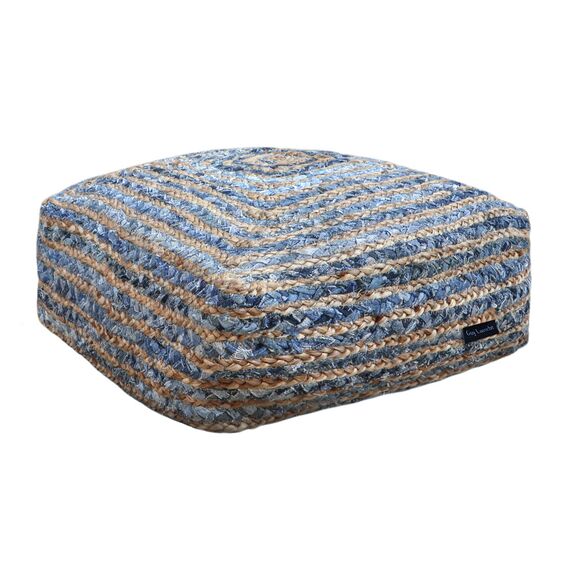 Πούφ Boho Denim 50x50x25 guy Laroche  50% Cotton - 50% Jute