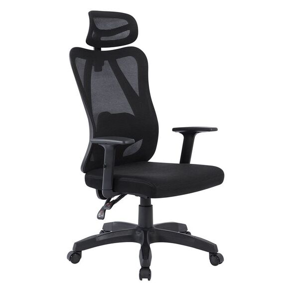 Bf3750 Πολυθρόνα Γραφείου Διευθυντή, Mesh Μαύρο, Μπράτσα up-Down