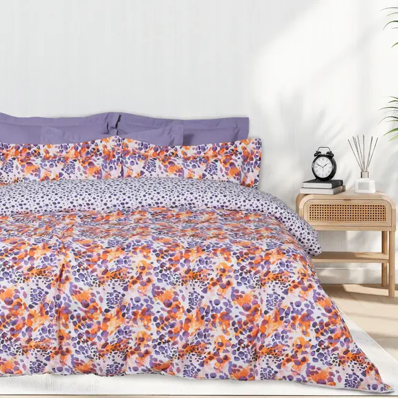 Das Home σετ Σεντονια Υπερδιπλα με Λαστιχο Casual 5430 Orange, Purple
