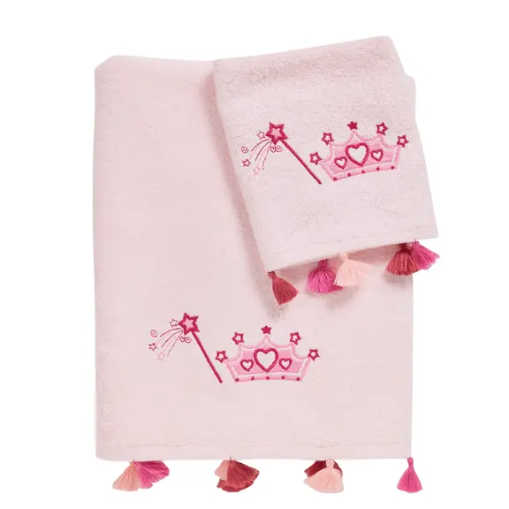 Das Baby σετ Πετσετες 2 Τεμαχιων Κεντητες Smile 4963 Pink