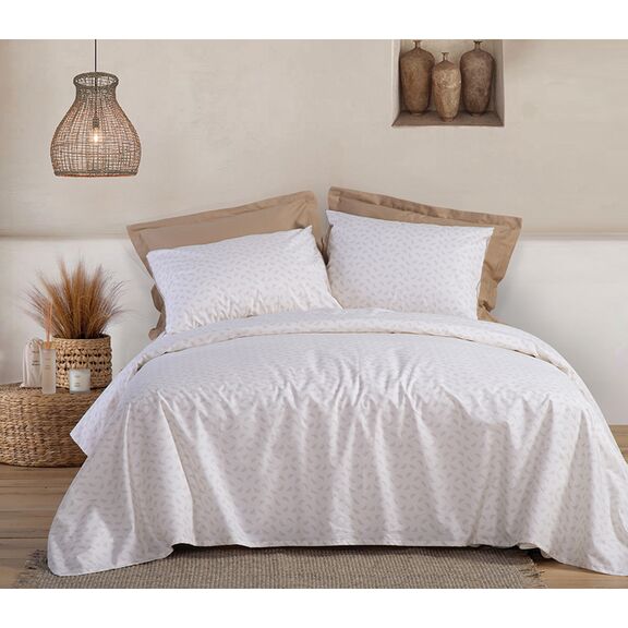 Σετ Σεντόνια Υπέρδιπλα 4τμχ 240x270 nef-nef serenity collection amaranda beige 100% Βαμβάκι Περκάλι
