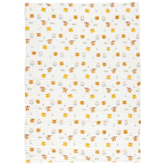 DAS BABY ΚΟΥΒΕΡΤΑ-ΜΟΥΣΕΛΙΝΑ 105X150 RELAX 6622 ΛΕΥΚΟ, ΠΟΡΤΟΚΑΛΙ