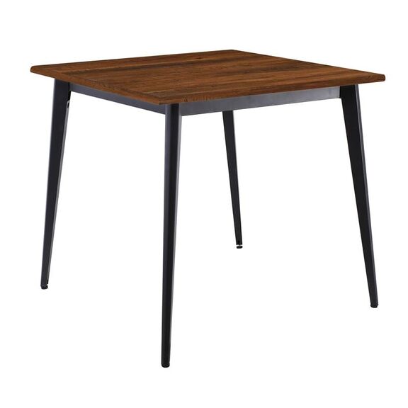 Vidal Τραπέζι Μέταλλο Βαφή Μαύρο, Επιφάνεια 80x80cm/16mm Contract Sliq Walnut