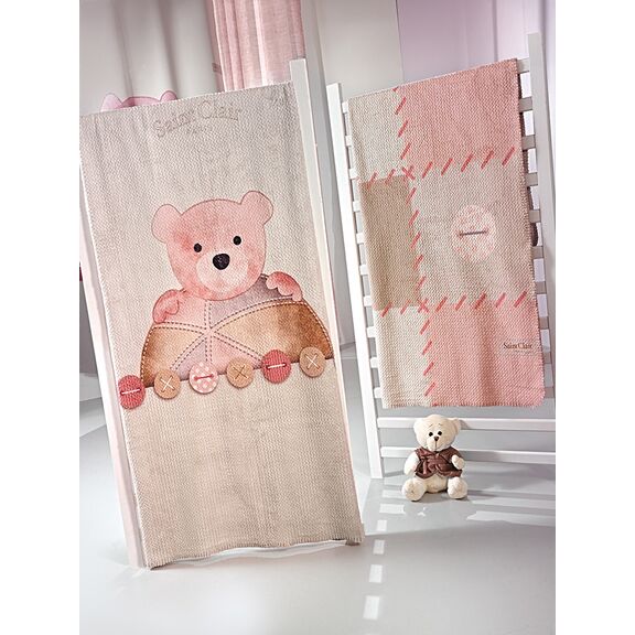 Κουβέρτα Bebe Ultrasoft Patchwork Pink 110x140 Saint Clair Pink 100% Polyester